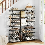 BGTREND 9 Tiers Large Shoe Rack 3 Columns Metal Shoe Storage Organizer 50-55 Pairs Joinable Shoe Tower for Closet Entryway (62 inches, Black)